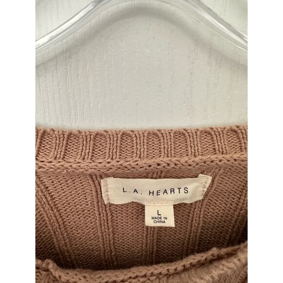 PacSun LA Hearts Ellie Cropped Crew Neck Sweater Taupe Large New - Picture 5 of 11